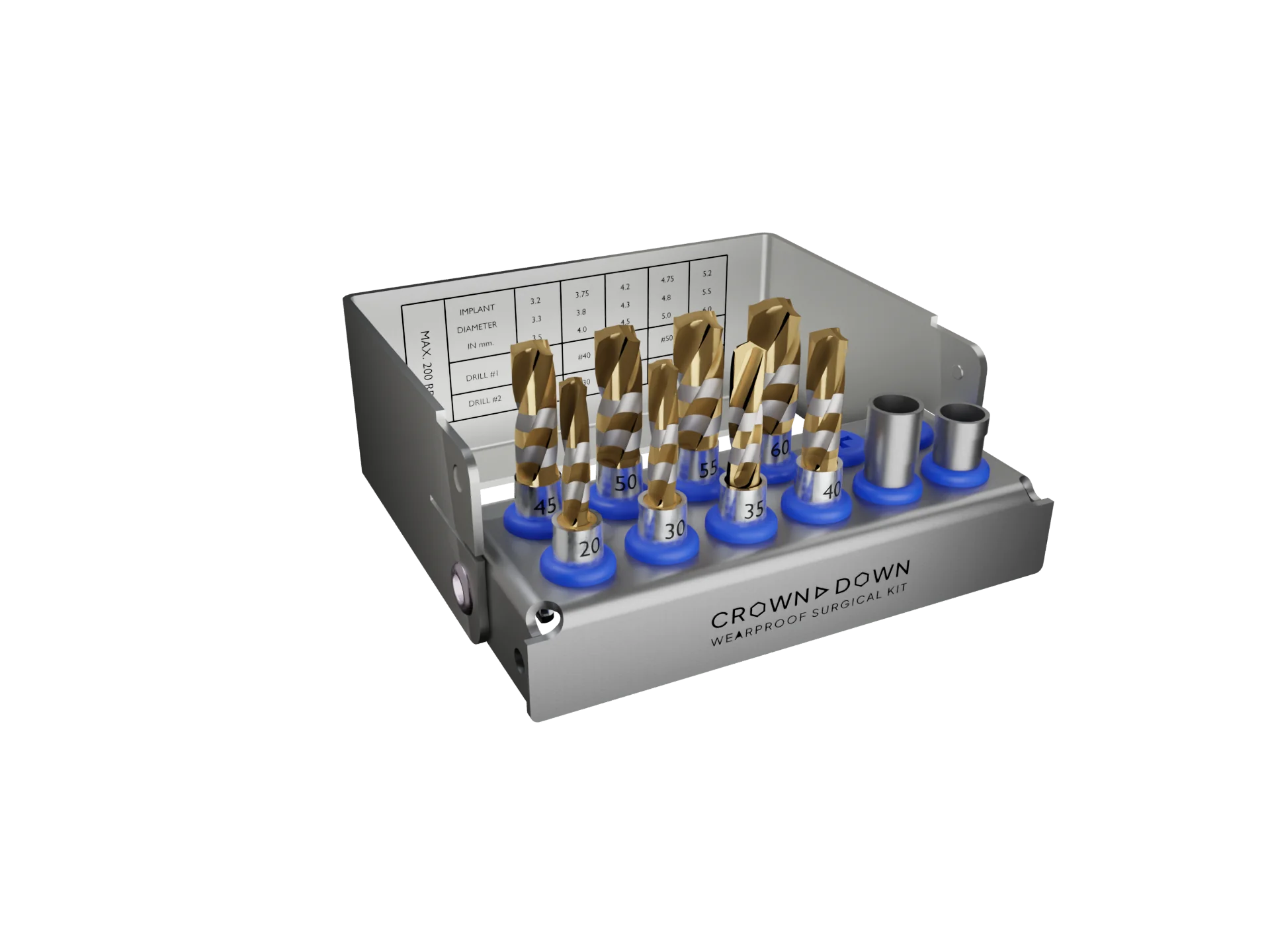 15 mm Surgical Kit — CD-KIT-L015 — Crown Down tungsten carbide implant drilling kit